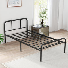 Twin Size Modern Metal Bed Frame with Curved Headboard and Footboard