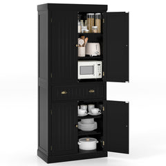 Kitchen Pantry Storage Cabinet with Doors Drawer and Adjustable Shelves