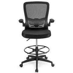 Height Adjustable Drafting Chair with Flip Up Arms for Home Office
