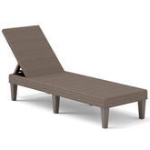 Outdoor Chaise Lounger Chair with Waterproof Rattan Textured PP Surface and 330 lbs Capacity