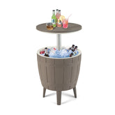 10 Gallon Cooler Bar Table Outdoor Coffee Table Ice Bucket with Telescopic Tabletop for Beer and Wine