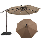 10 Feet Cantilever Umbrella with 32 LED Lights and Solar Panel Batteries