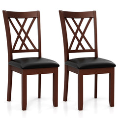 Set of 2 Dining Chair with Backrest and Padded Seat
