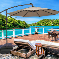 10 Feet Cantilever Umbrella with 32 LED Lights and Solar Panel Batteries