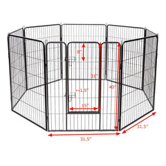 8 Metal Panel Heavy Duty Pet Playpen Dog Fence with Door