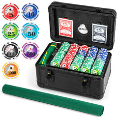 Casino Poker Chips with 600 Pieces Chips Texas Holdem Poker Chip Set In Black
