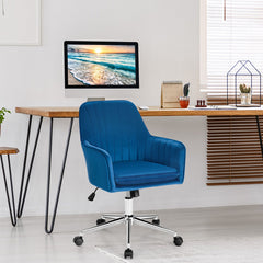 Velvet Desk Chair with Adjustable Swivel and Removable Cushion