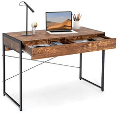 2-Drawer Home Office Desk with Steel Frame