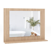 Rectangle Bathroom Mirror with Shelf 23.5 x 17.5 Inch and Wood Frame