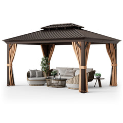 12' x 16' Double-Roof Hardtop Gazebo with Galvanized Steel Roof