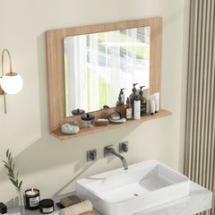Rectangle Bathroom Mirror with Shelf 23.5 x 17.5 Inch and Wood Frame