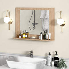 Rectangle Bathroom Mirror with Shelf 23.5 x 17.5 Inch and Wood Frame
