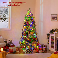 6/7.5 Feet Pre-Lit Artificial Christmas Tree with 11 Modes and Metal Stand