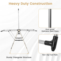 Clothes Drying Rack with 6-Level Adjustable Height