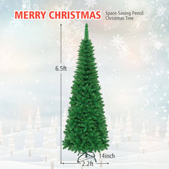 4.5/6.5/7.5 Feet Pre-Lit Hinged Artificial Pencil Christmas Tree
