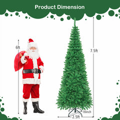 4.5/6.5/7.5 Feet Prelit Pencil Christmas Tree with 250 LED Lights