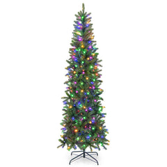 7.5 Feet Pre-lit Full Artificial Christmas Tree with Warm White and Multi-color LED Lights