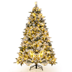 Flocked Christmas Tree with 250 Warm White LED Lights and 752 Mixed Branch Tips