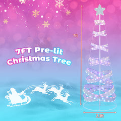 7 Feet Outdoor Spiral Christmas Tree for Party, Xmas New Year Decoration