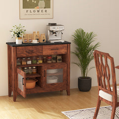 Coffee Bar Cabinet with 2 Drawers and 1 Open Compartment