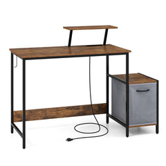 Computer Desk with Reversible Storage Drawer and Moveable Shelf