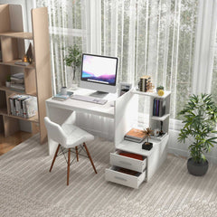 Computer Desk Home Office with Bookshelf and Drawers