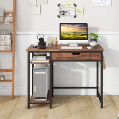 Computer Desk with Charging Station and Drawer & Adjustable Shelf