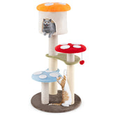 Cute Mushroom Cat Tree with Sisal Scratching Posts Top Condo and Padded Platforms