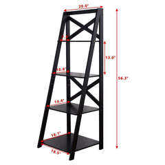 4-Tier Leaning Free Standing Ladder Shelf Bookcase Display Shelf