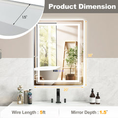 Defogging LED Bathroom Mirror with Memory Function and Anti-Fog