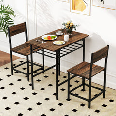 Dining Table Set with Metal Frame and Storage Rack