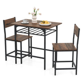 Dining Table Set with Metal Frame and Storage Rack