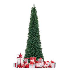 5/6/7/8/9 Feet PVC Artificial Slim Pencil National Christmas Tree with Metal Stand