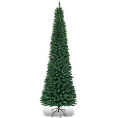 5/6/7/8/9 Feet PVC Artificial Slim Pencil National Christmas Tree with Metal Stand