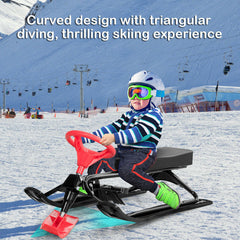 Kids Snow Sand Grass Sled with Steering Wheel and Brakes