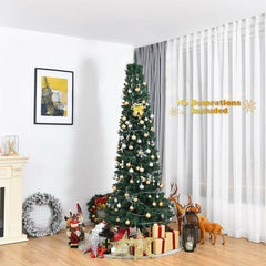 5/6/7/8/9 Feet PVC Artificial Slim Pencil National Christmas Tree with Metal Stand