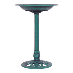 Outdoor Garden Green Pedestal Bird Bath Feeder
