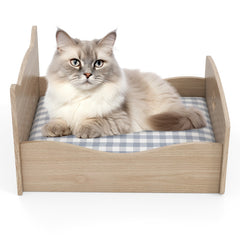Elevated Pet Bed Frame with Rails and Cute Headboards