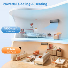 Energy Star Certified 24000 BTU 21 SEER2 208-230V Mini Split Air Conditioner and Heater Gray Wifi Enabled