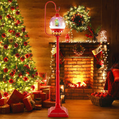 68 Inch Festive Musical Christmas Street Lamp Post with Snow Globe Lantern