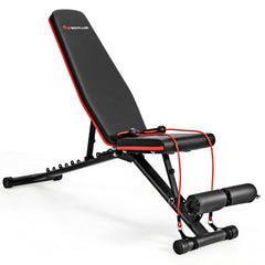 Foldable Weight Bench Multifunctional Dumbbell Gym Bench with Elastic Ropes
