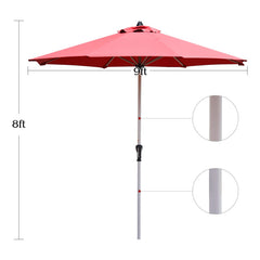 9 Feet Patio Outdoor Market Umbrella with Aluminum Pole without Weight Base