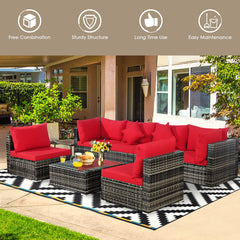 7 Pieces Rattan Sectional Sofa Set with Cushion for Patio Garden