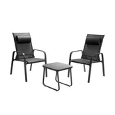 3 Pieces Stackable Patio Bistro Conversation Set with Adjustable Backrest