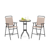 3 Pieces Outdoor Bistro Set with 2 Folding Chairs