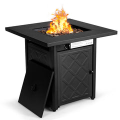 28 Inch Propane 50,000 BTU Patio Square Gas Fireplace with Lava Rock