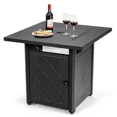 28 Inch Propane 50,000 BTU Patio Square Gas Fireplace with Lava Rock