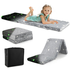 Foldable Floor Mattress for Kids with Washable Flannel Cover