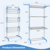 4-tier Folding Clothes Drying Rack with Rotatable Side Wings