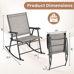 Folding Rocking Chair with Breathable Seat Fabric Set of 2